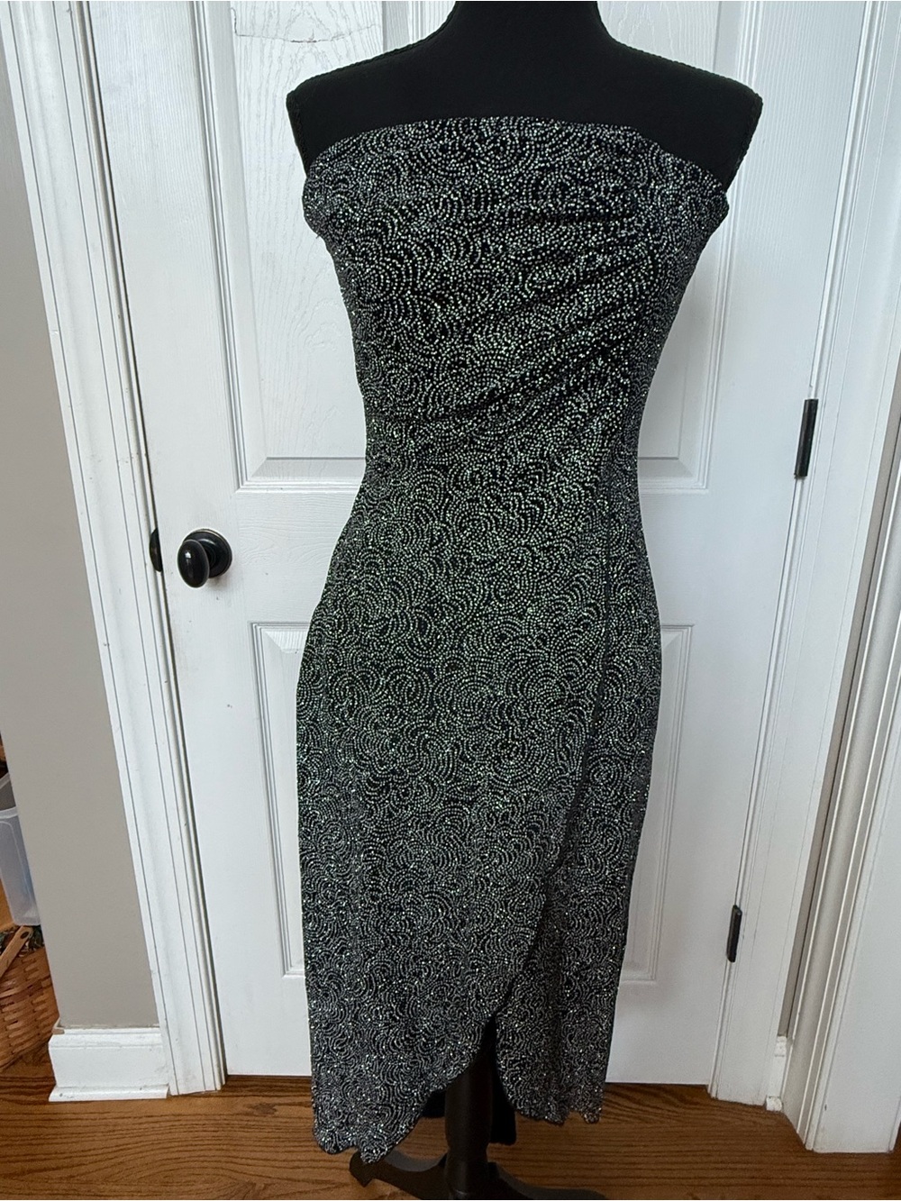 I.N. San Francisco Strapless Black Dress with Silver Sparkle